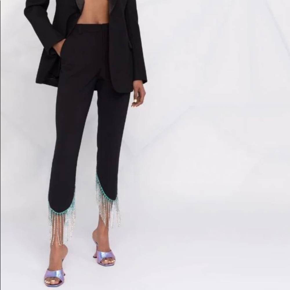 Area rhinestone crystal fringe trousers Size 6